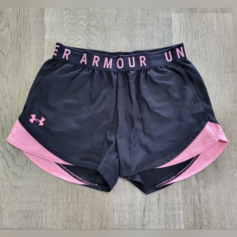 Under Armour Women's Black and Pink Shorts